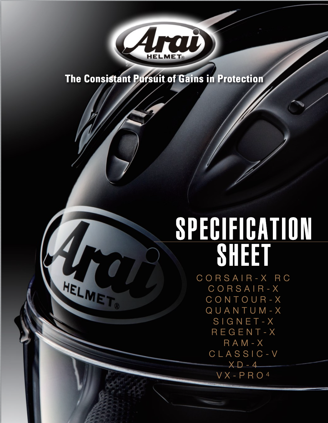 2023 Arai Helmet Specification Sheet