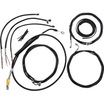 LA Choppers Black Complete Brake Line Kit 15-17" Apes 21-22 FLH