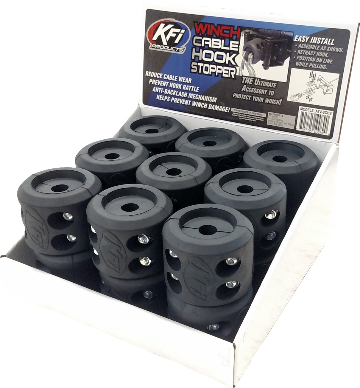 KFI Split Cable Hook Stopper 18 Pack Counter Display ATV UTV Winch BOX-SCHS