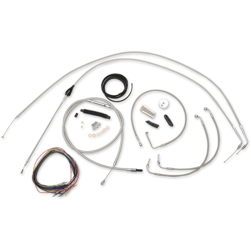 LA CHOPPERS Complete Stainless Braided Handlebar Cable/Brake Line Kit — Cable Kit