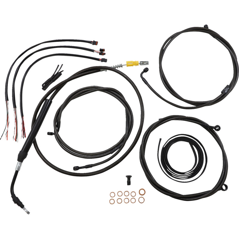 LA CHOPPERS Complete Midnight Braided Handlebar Cable/Brake Line Kit — Standard - Image 22