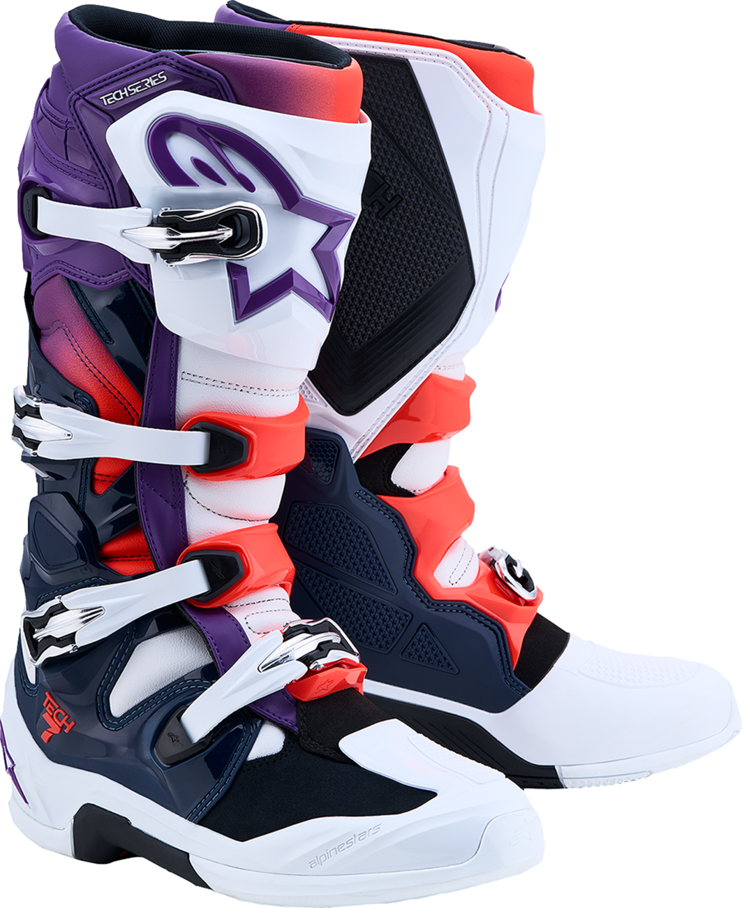 Alpinestars Tech 7 Boots — Purple/Blue/Fluorescent Red/White — US 13 / EU 48