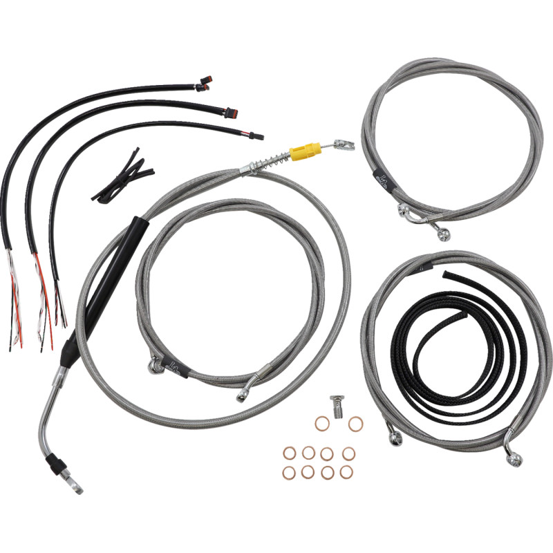 LA CHOPPERS Complete Stainless Braided Handlebar Cable/Brake Line Kit — Cable Kit - Image 23