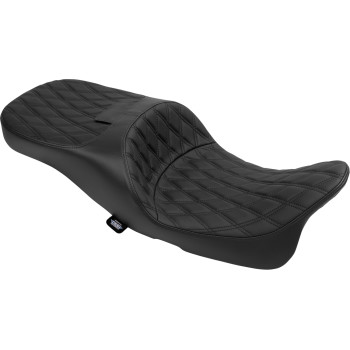 Extended Reach Freedom Seat - Vinyl - Double Diamond - Black Stitch - FLT/FLH '09-'25
