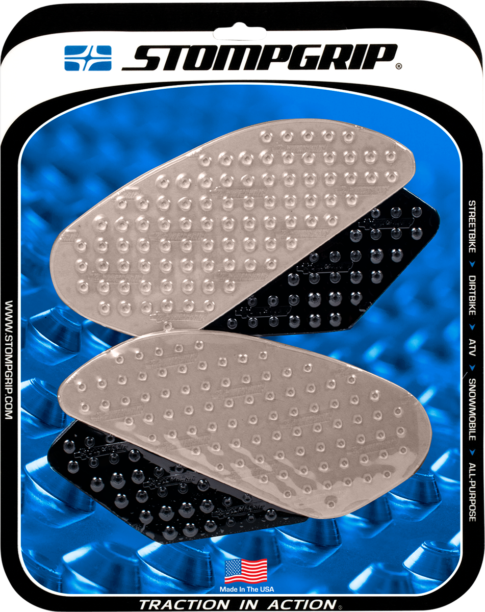 Stompgrip Tank Grips — Volcano — Clear/Black — Yamaha — YZF '06-'09