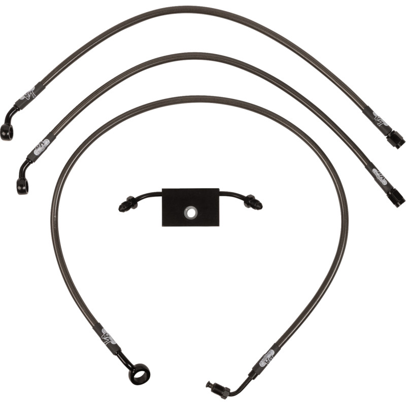 LA CHOPPERS Midnight Braided Brake Line Kit