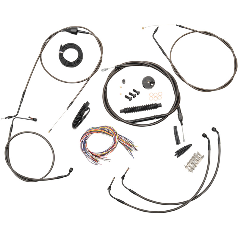 LA CHOPPERS Complete Midnight Braided Handlebar Cable/Brake Line Kit — Standard