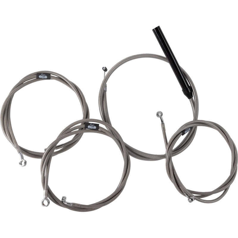 LA CHOPPERS Complete Stainless Braided Handlebar Cable/Brake Line Kit — Cable Kit - Image 26