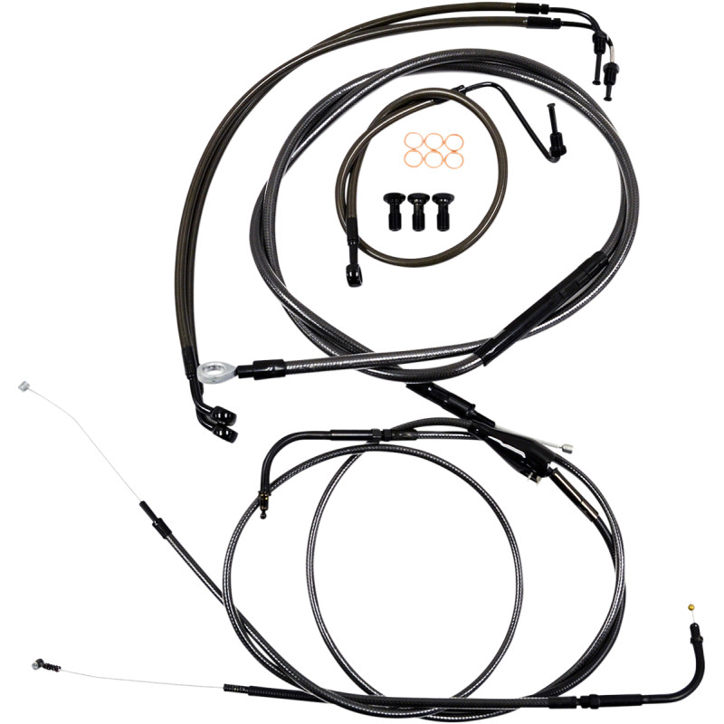 LA CHOPPERS Standard Midnight Braided Handlebar Cable/Brake Line Kit — Ape Hanger - Image 3