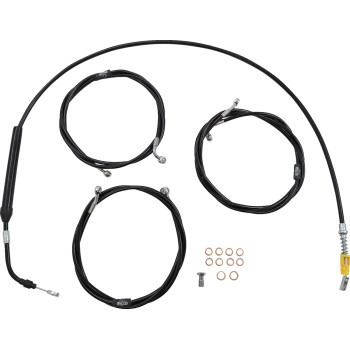 LA Choppers Black Standard Brake Line Kit 12-14" Apes 21-22 FLH