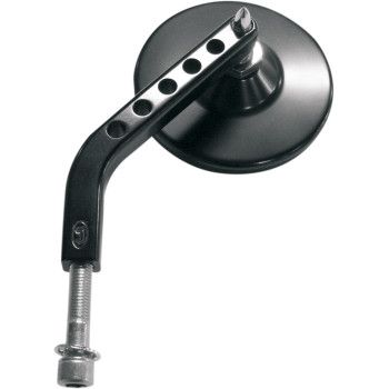 Black Left Side View 3-1/4" Round Mirror CNC machined Made in the USA