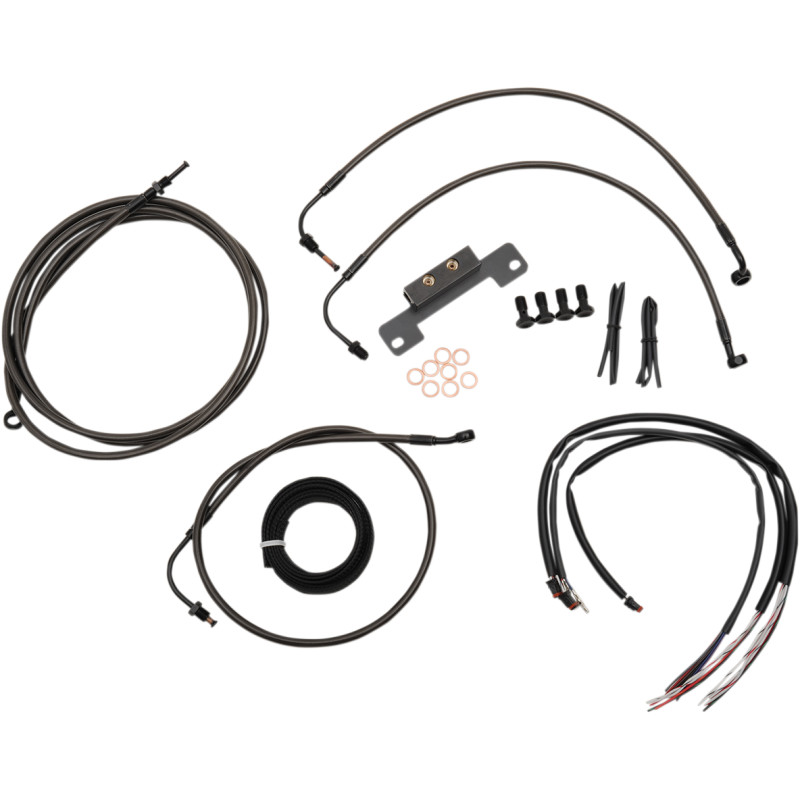 LA CHOPPERS Complete Midnight Braided Handlebar Cable/Brake Line Kit — Standard - Image 6