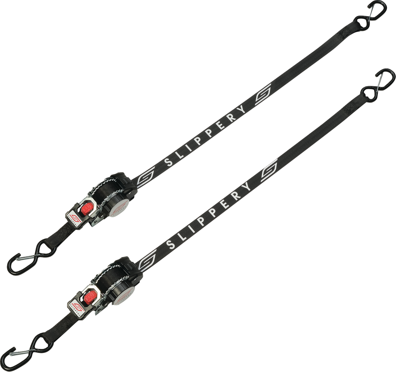 Slippery Tie-Down Straps — Retractable Ratchet — 1" x 10' — Black