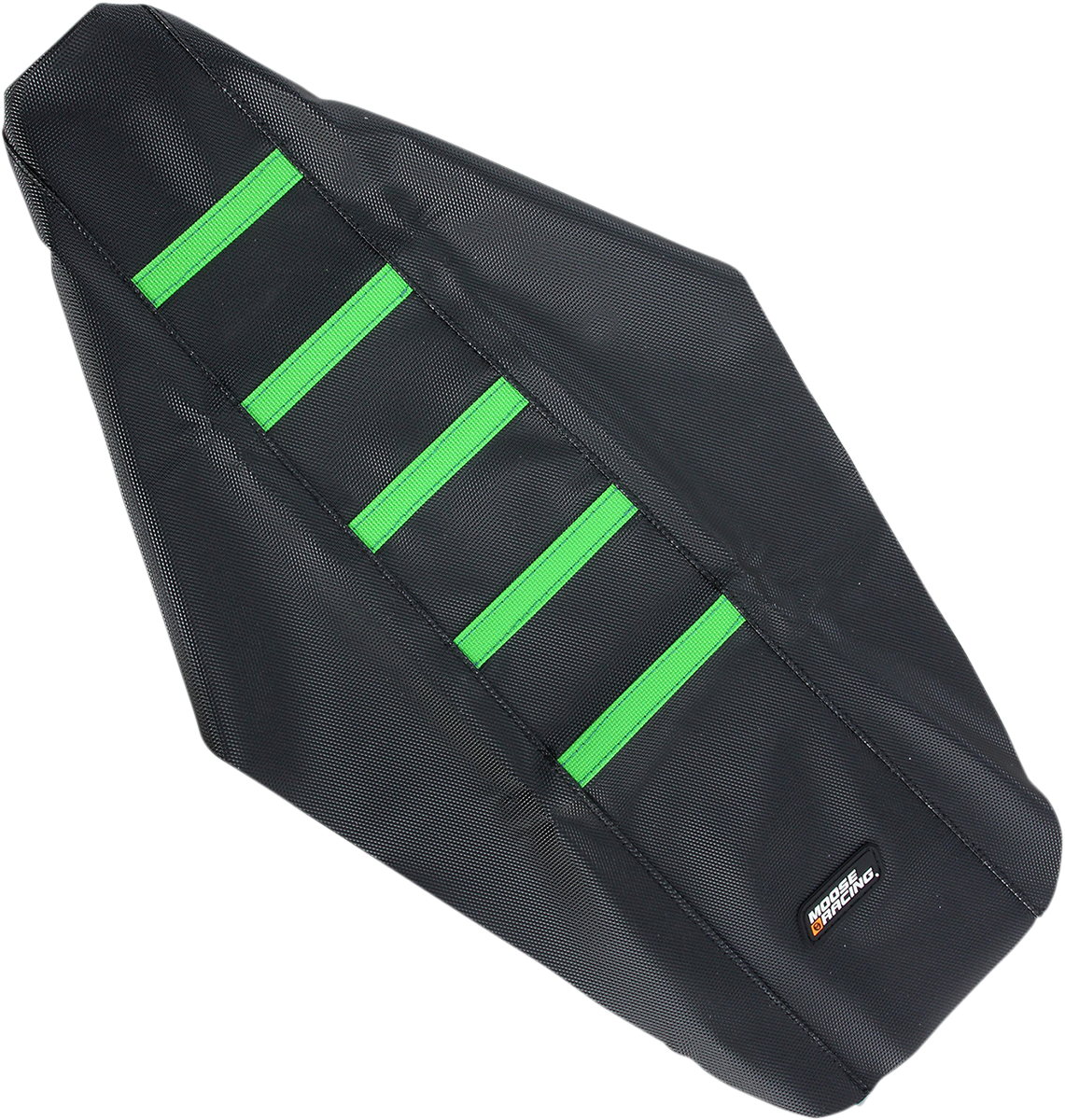 Moose Offroad Ribbed Seat Cover — Black Cover/Green Ribs — Kawasaki KX125/250 '03-'07