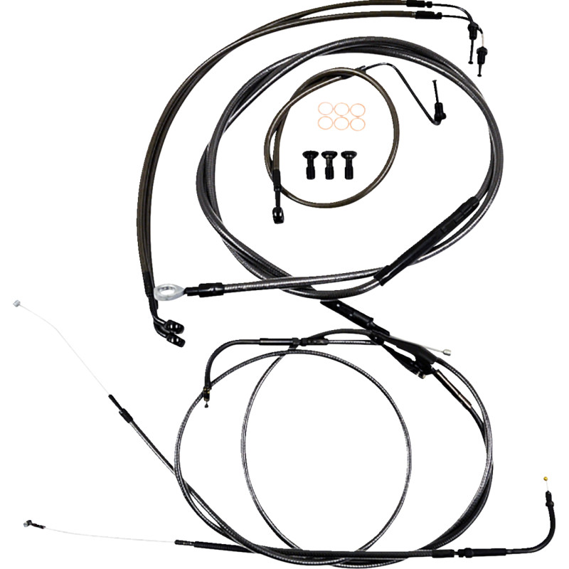 LA CHOPPERS Standard Midnight Braided Handlebar Cable/Brake Line Kit — Mini/Ape Hanger