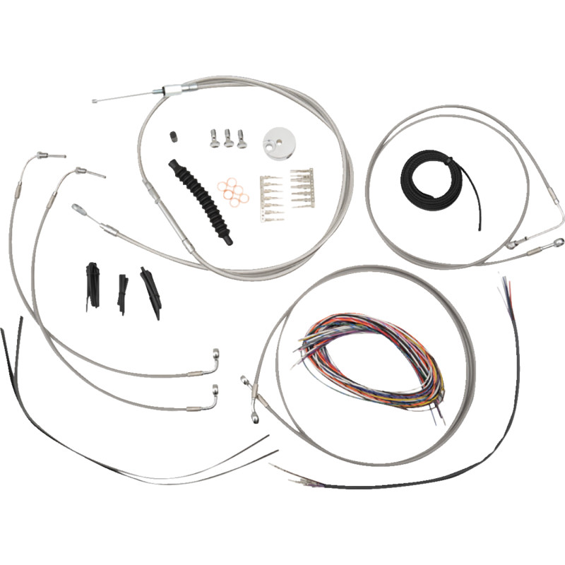 LA CHOPPERS Complete Stainless Braided Handlebar Cable/Brake Line Kit — Cable Kit - Image 19