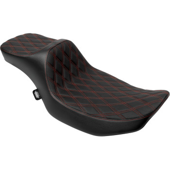 Extended Reach Predator III Seat - Double Diamond - Red Stitching - Vinyl - FLH/FLT '23-'24
