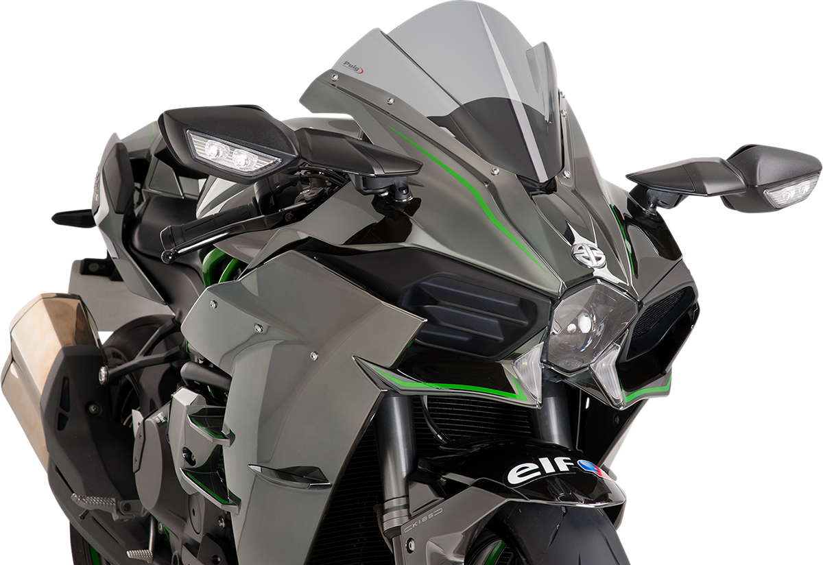 Puig Hi-Tech Parts Race Windscreen — 13" — Smoke — Ninja H2/R