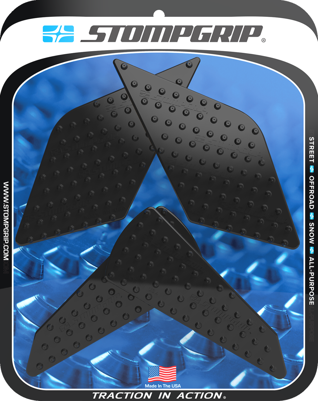 Stompgrip Tank Grips — Volcano — Black — Kawasaki — Ninja '23-'25