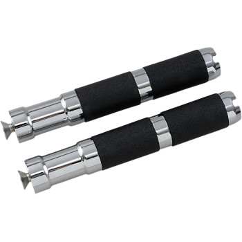 Accutronix PF121-SRC Rubber Footpegs Rigid Mount - Black/Chrome - Pair