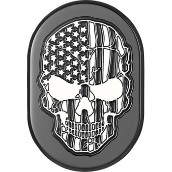 Antenna Cover - Left Rear Fender - Contrast Cut American Flag Skull - Black