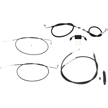 LA Choppers Black Braided Cable/Brake Line Kit Mini Bars 13-22 Sportster