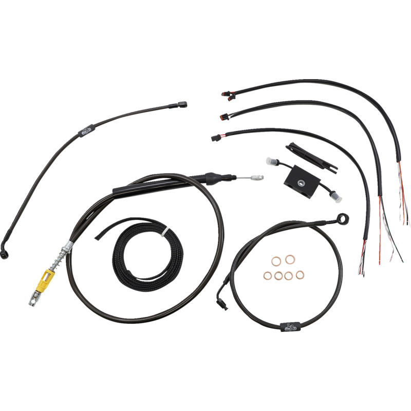 LA CHOPPERS Complete Midnight Braided Handlebar Cable/Brake Line Kit — Standard - Image 19
