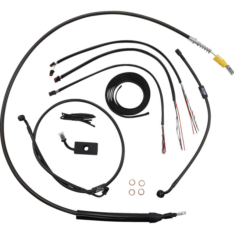 LA CHOPPERS Complete Midnight Braided Handlebar Cable/Brake Line Kit — Standard - Image 15