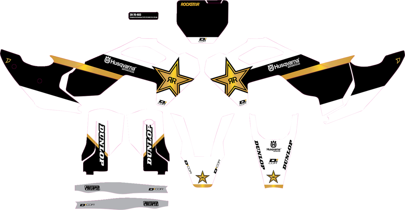 D'COR Visuals Graphic Kit — Black — Rockstar Husqvarna — Husqvarna — TC/FC '23-'24