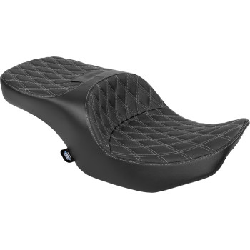 Forward Position Freedom Seat - Vinyl - Silver Double Diamond Stitch - FLH/FLT '23-'25
