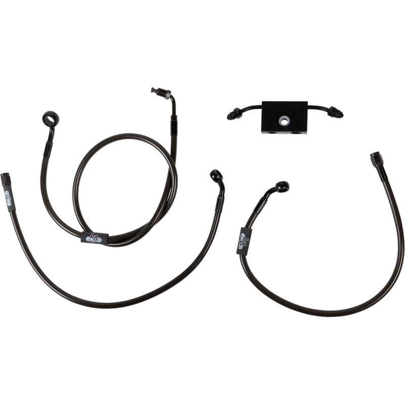 LA CHOPPERS Midnight Braided Brake Line Kit