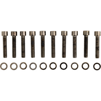 1999-2017 Harley FL FX Smooth Black/Chrome Cam Cover Bolt Kit