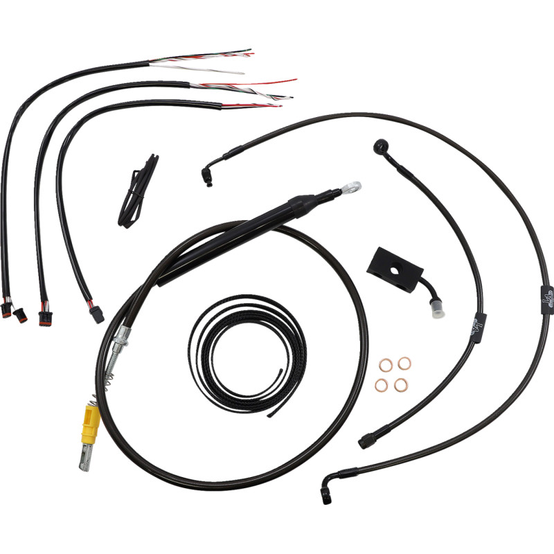LA CHOPPERS Complete Midnight Braided Handlebar Cable/Brake Line Kit — Standard - Image 14