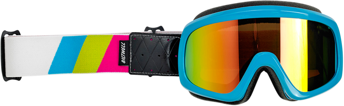 Biltwell Overland 2.0 Goggle — Tri-Stripe — Cyan/Jet Boat — Bronze Lens