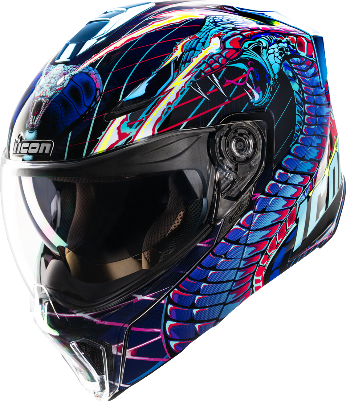 ICON Threshold Modular Helmet - Synthwave Lazer Cobra - Blue - View 1