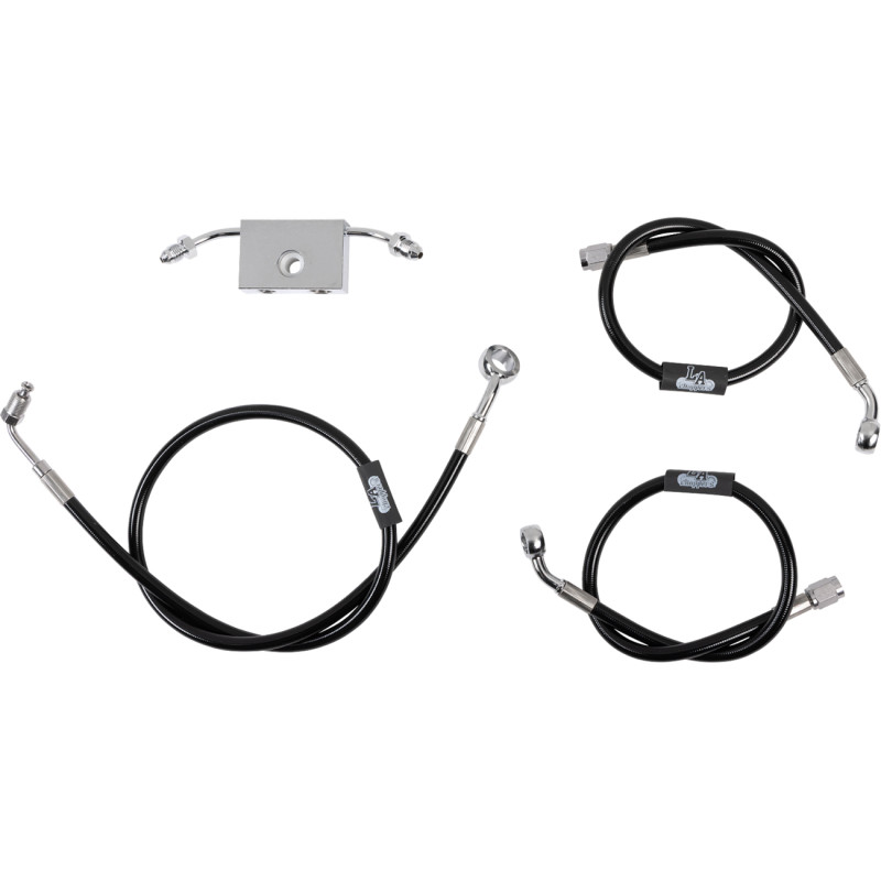 LA CHOPPERS Black Braided Brake Line Kit