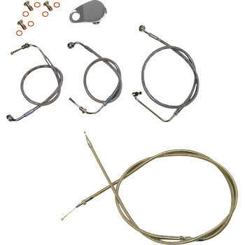 LA Choppers Stainless Standard Brake Line Kit 12-14" Apes 18-22 Softail