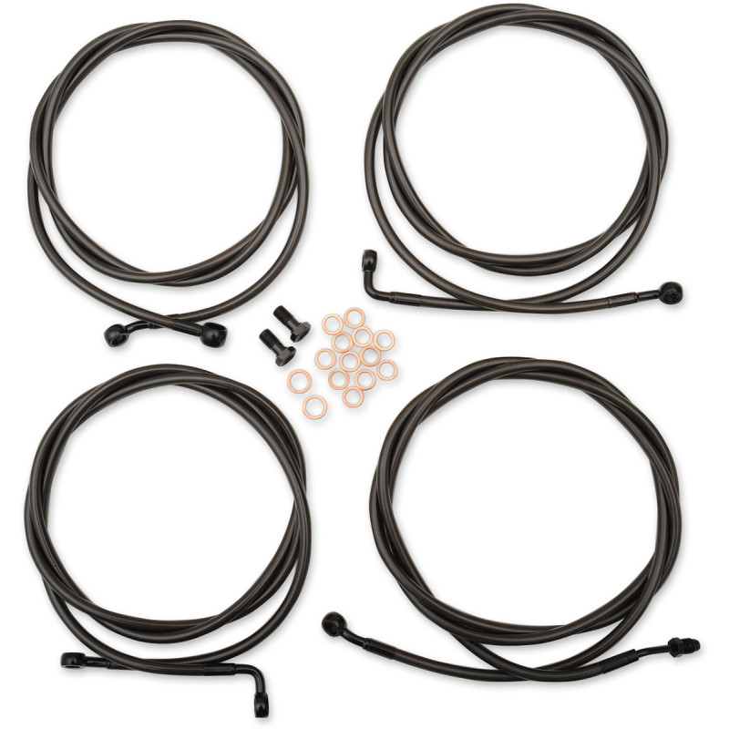 LA CHOPPERS Standard Midnight Braided Handlebar Cable/Brake Line Kit — Ape Hanger - Image 6