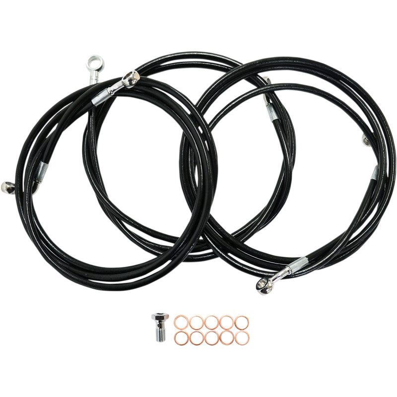 LA CHOPPERS Black Braided Brake Line Kit