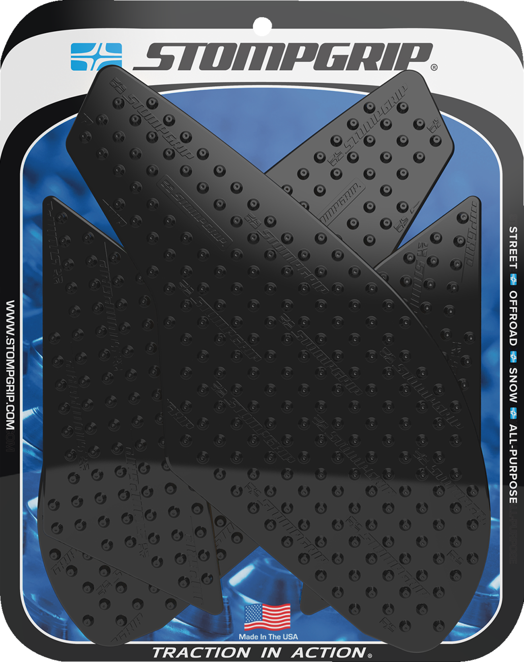 Stompgrip Tank Grips — Volcano — Black — Suzuki — SV '16-'25