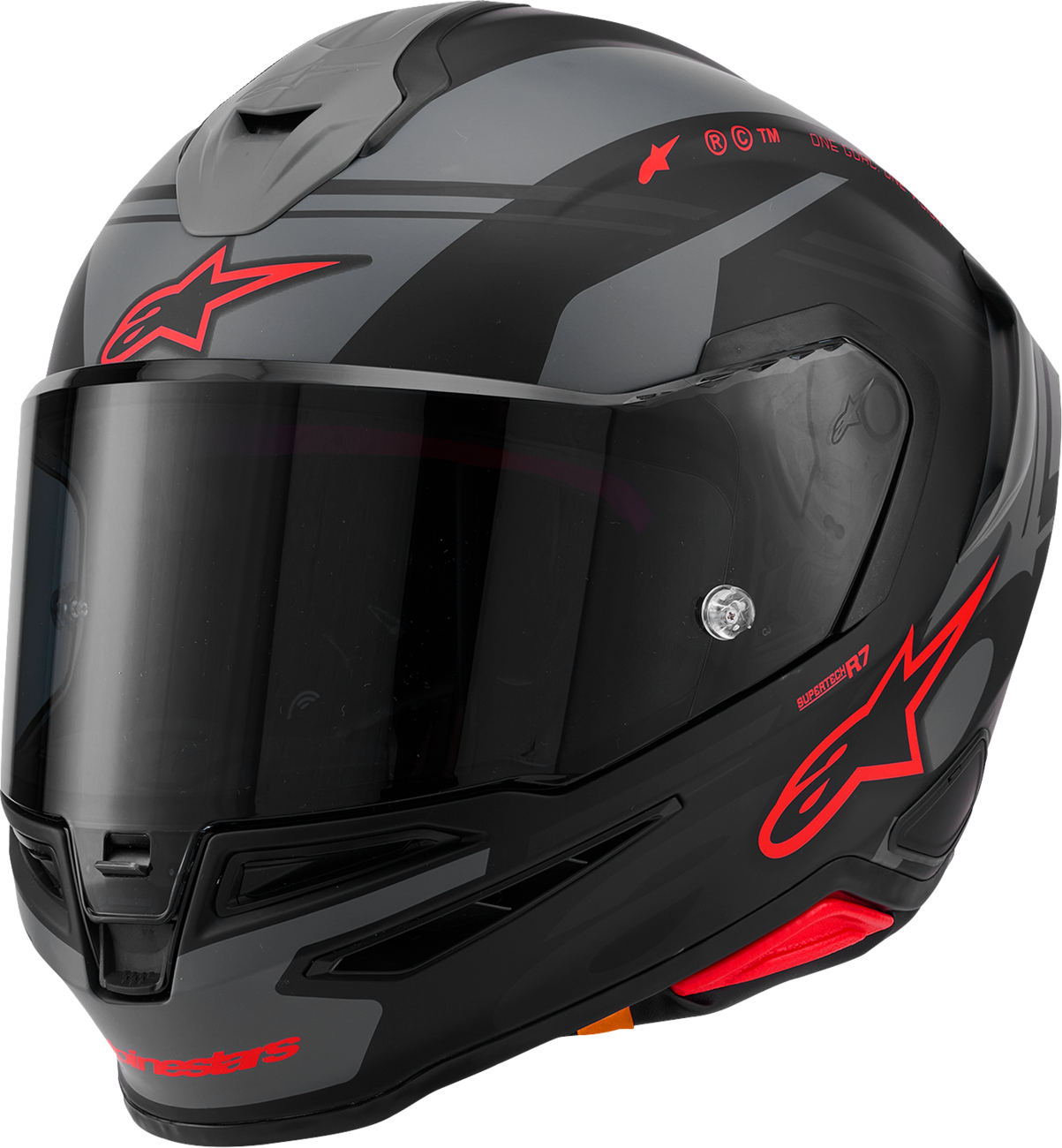 Alpinestars Supertech R7 Helmet — 22.06 — A-Core — Matte Black/Gray/Red — Medium