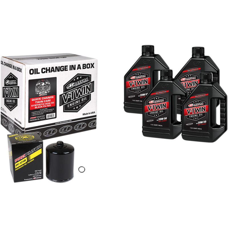 MAXIMA RACING OIL Quick Change Twin Cam Synthetic 20W-50 Oil Change Kit