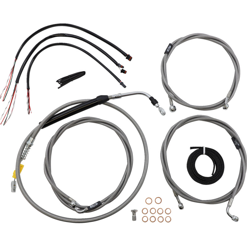 LA CHOPPERS Complete Stainless Braided Handlebar Cable/Brake Line Kit — Cable Kit - Image 22