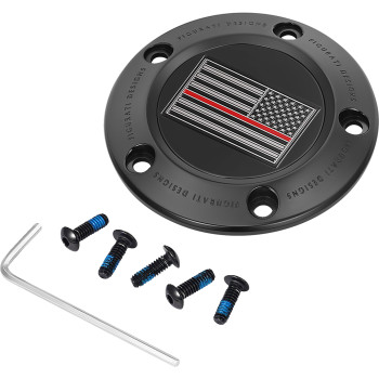 Timing Cover - 5 Hole - Red Line American Flag - Black