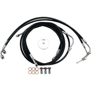 LA Choppers Black Steel Brake Line Kit 15-17" Apes 08-13 FLTR ABS Made in USA