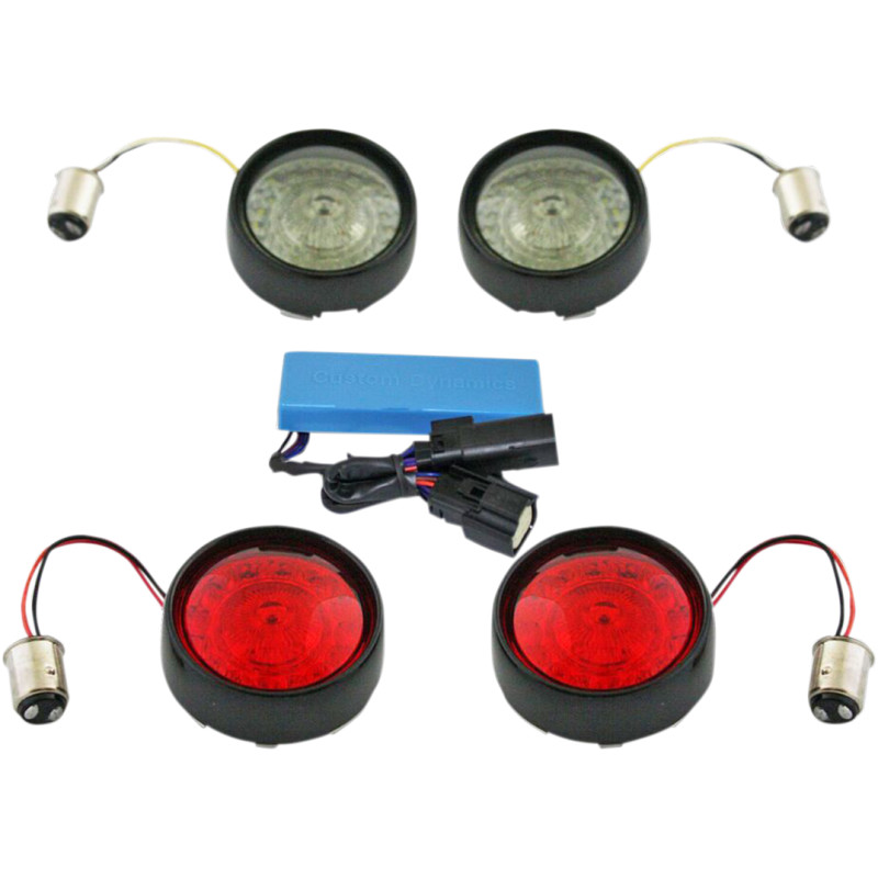 CUSTOM DYNAMICS Complete Front & Rear Turn Signal Conversion Kit with Bullet Bezel Lenses