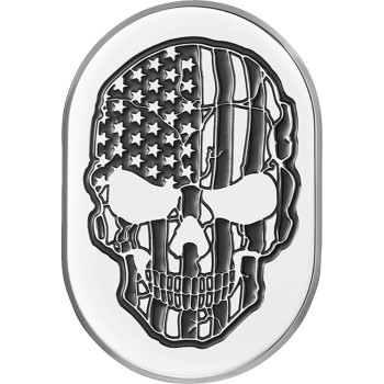 Antenna Cover - Right Rear Fender - Contrast Cut American Flag Skull - Chrome