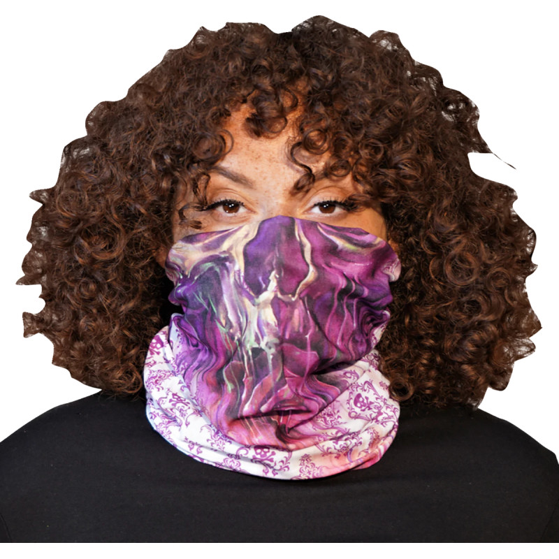 LETHAL THREAT Watercolor Skull Face Neck Scarf