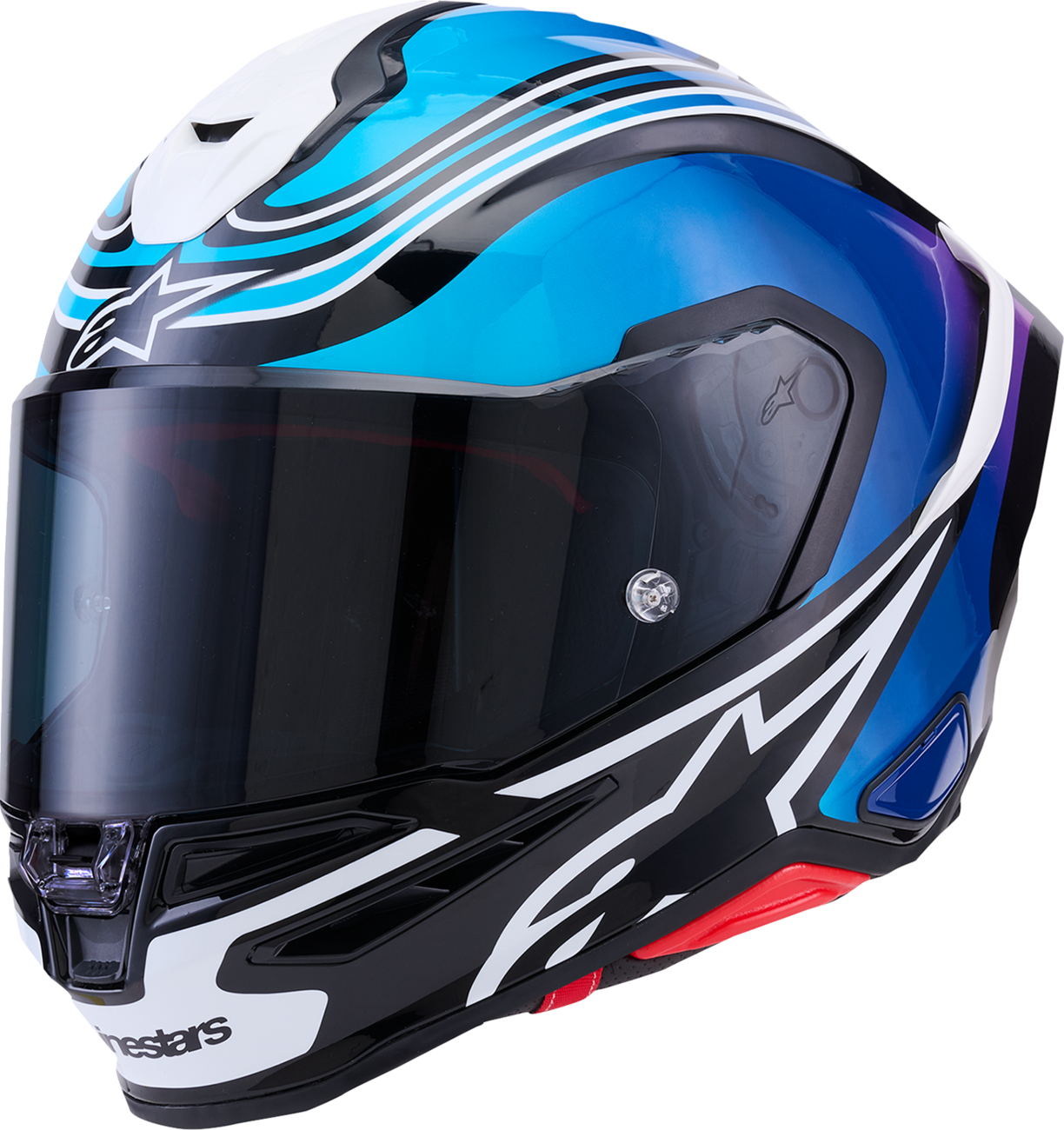 Alpinestars Supertech R7 Helmet — Zeal — 22.06 — Gloss Black/Blue/Pink Fluo/White — Medium