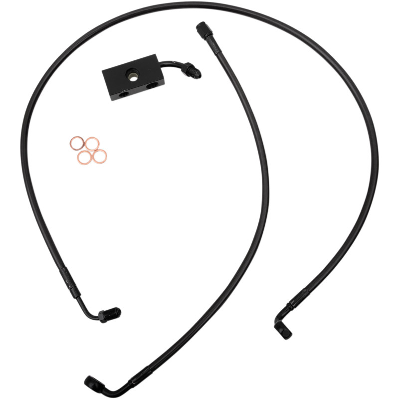 LA CHOPPERS Midnight Braided Brake Line Kit